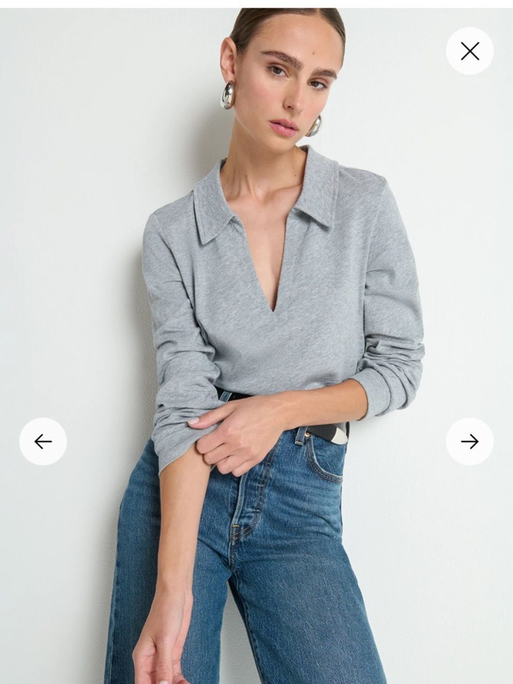 Nation Los Angeles Kimberly polo shirt in heather grey NWT - Picture 2 of 7